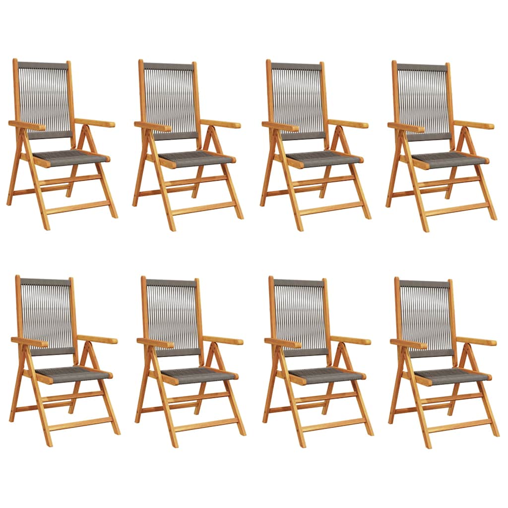 Reclining Folding Chairs 8 pcs Grey Solid Wood Acacia