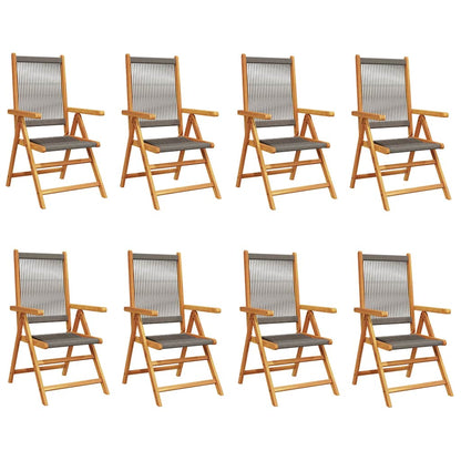Reclining Folding Chairs 8 pcs Grey Solid Wood Acacia