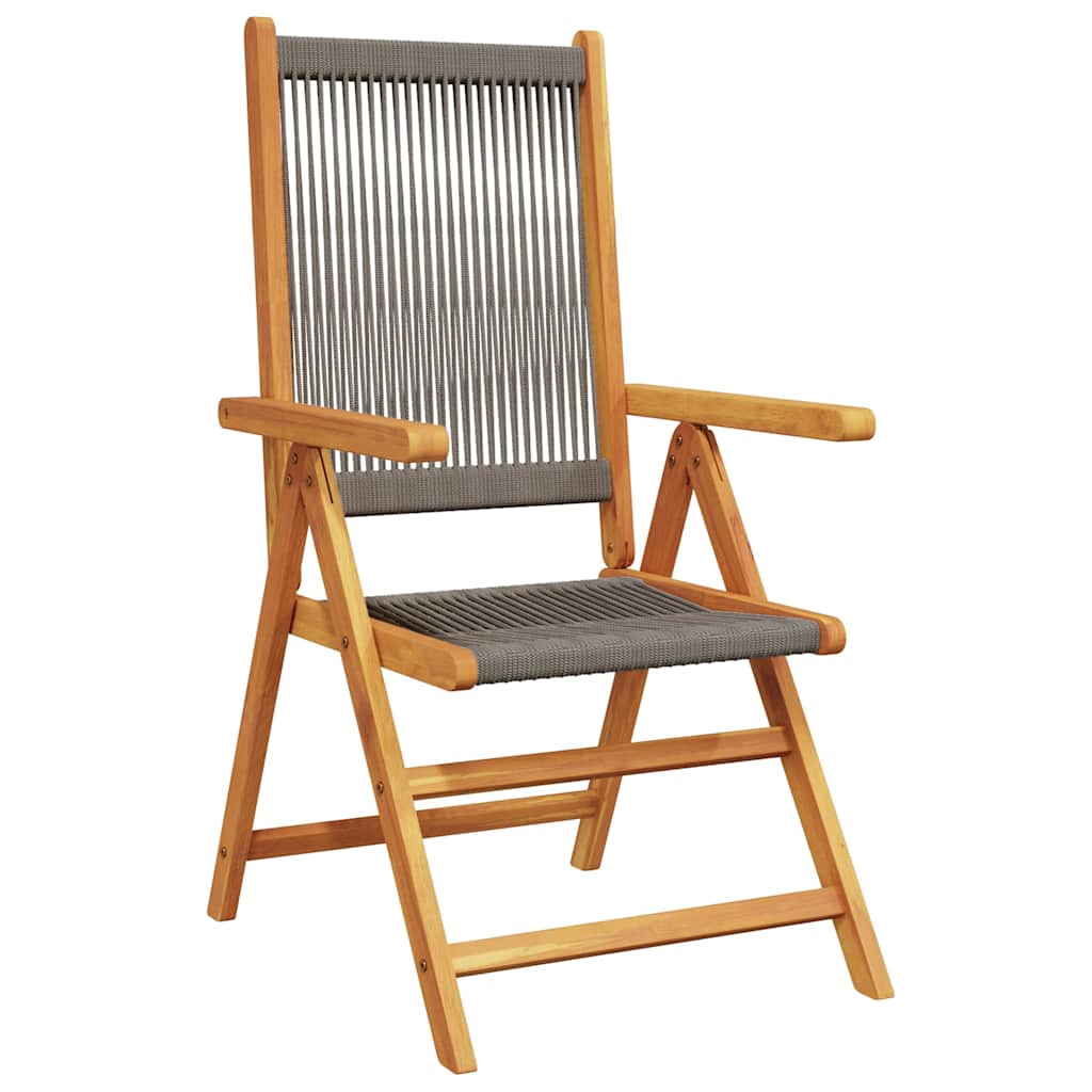 Reclining Folding Chairs 8 pcs Grey Solid Wood Acacia