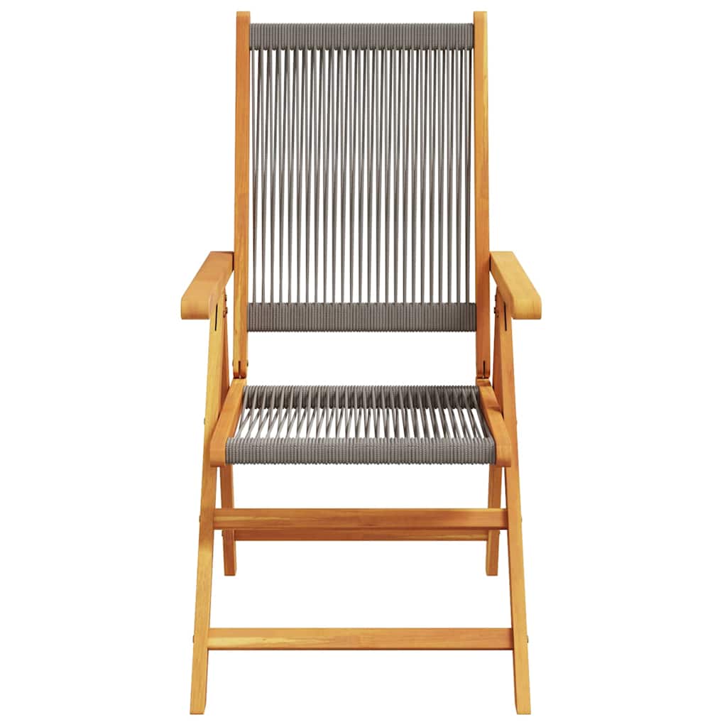 Reclining Folding Chairs 8 pcs Grey Solid Wood Acacia