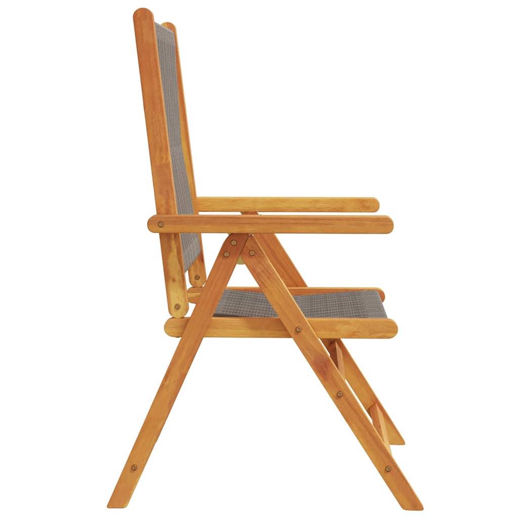 Reclining Folding Chairs 8 pcs Grey Solid Wood Acacia