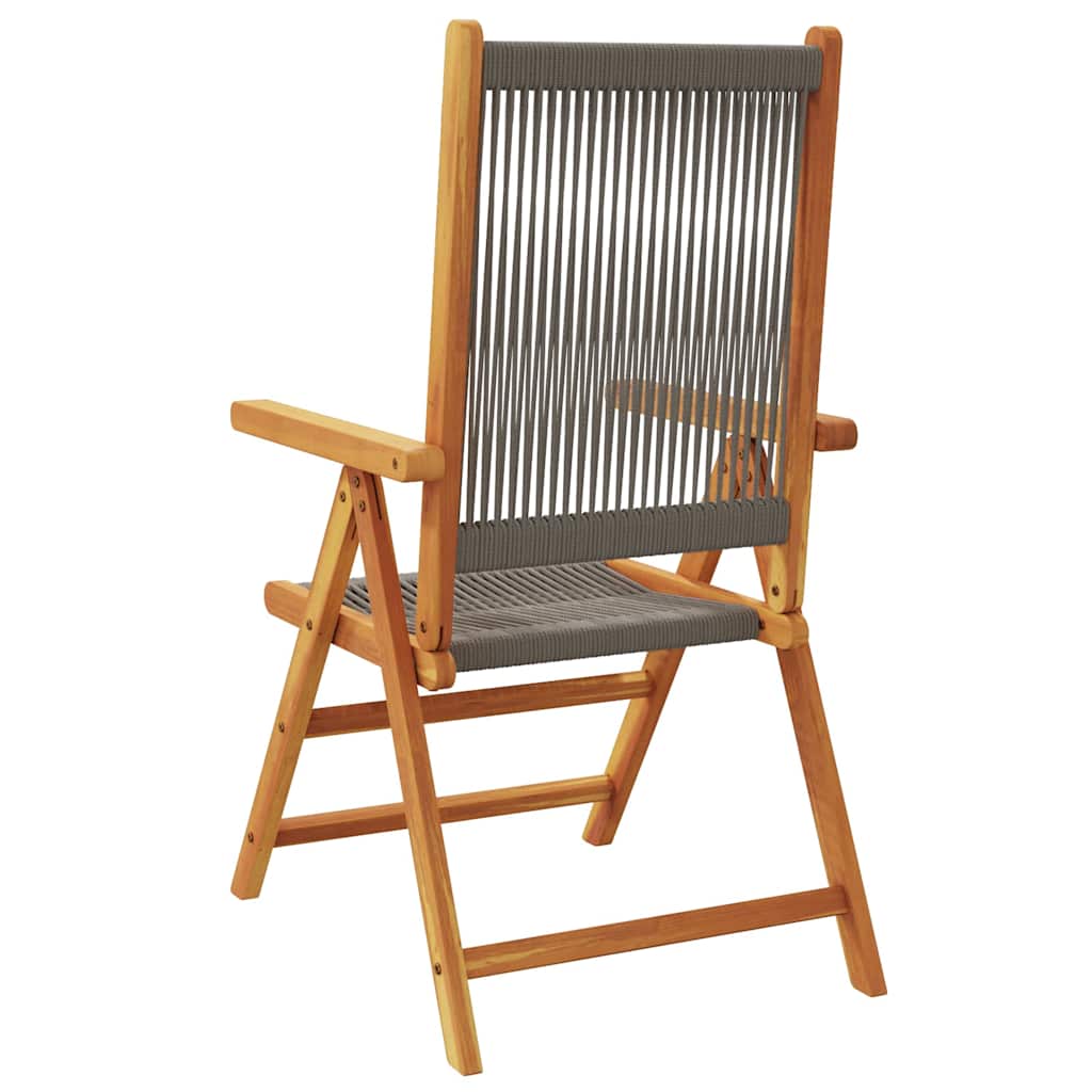 Reclining Folding Chairs 8 pcs Grey Solid Wood Acacia