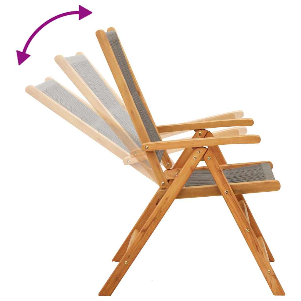 Reclining Folding Chairs 8 pcs Grey Solid Wood Acacia