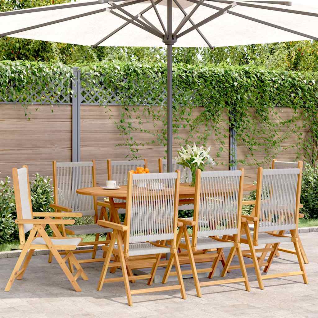 Reclining Folding Chairs 8 pcs Grey Solid Wood Acacia