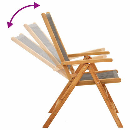 Reclining Folding Chairs 8 pcs Grey Solid Wood Acacia