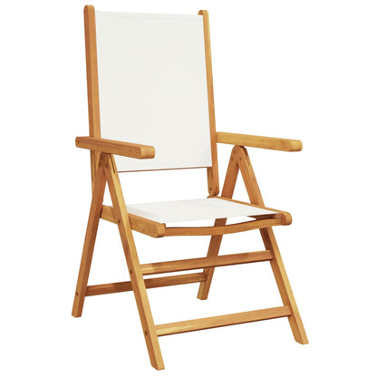 Reclining Garden Chairs 4 pcs Cream White Fabric and Solid Wood