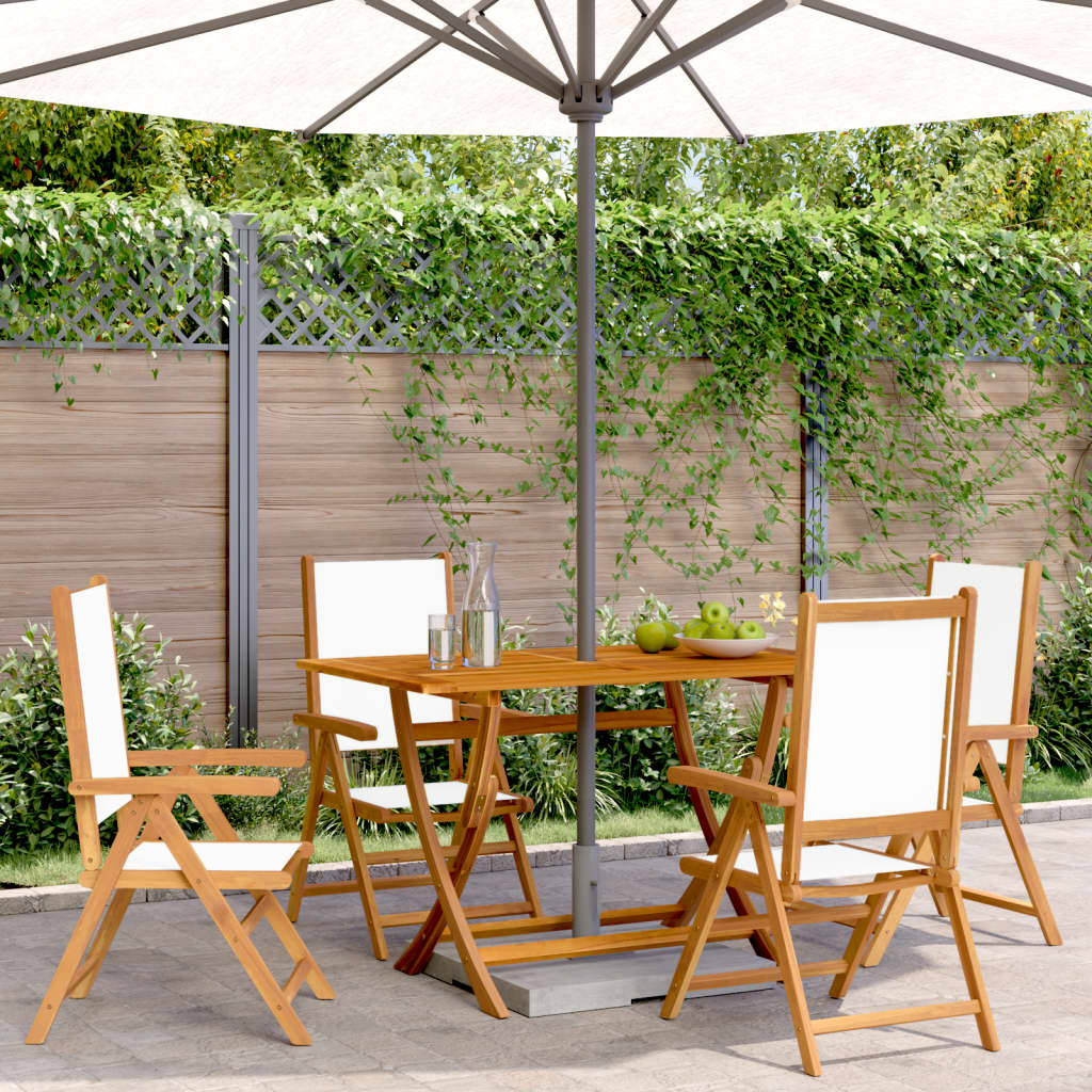 Reclining Garden Chairs 4 pcs Cream White Fabric and Solid Wood