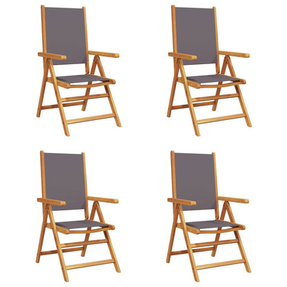 Reclining Garden Chairs 4 pcs Anthracite Fabric and Solid Wood