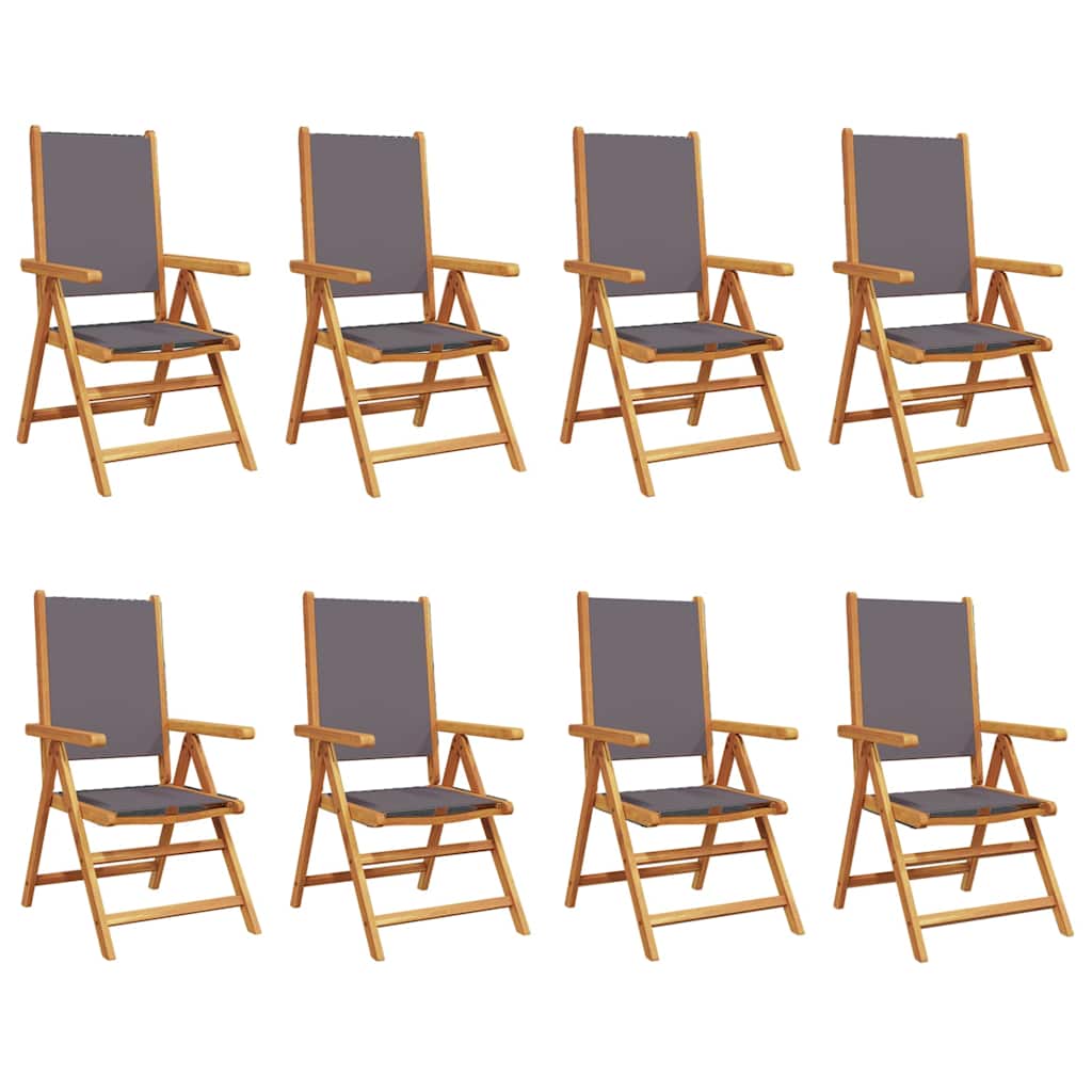 Reclining Folding Chairs 8 pcs Anthracite Fabric and Solid Wood