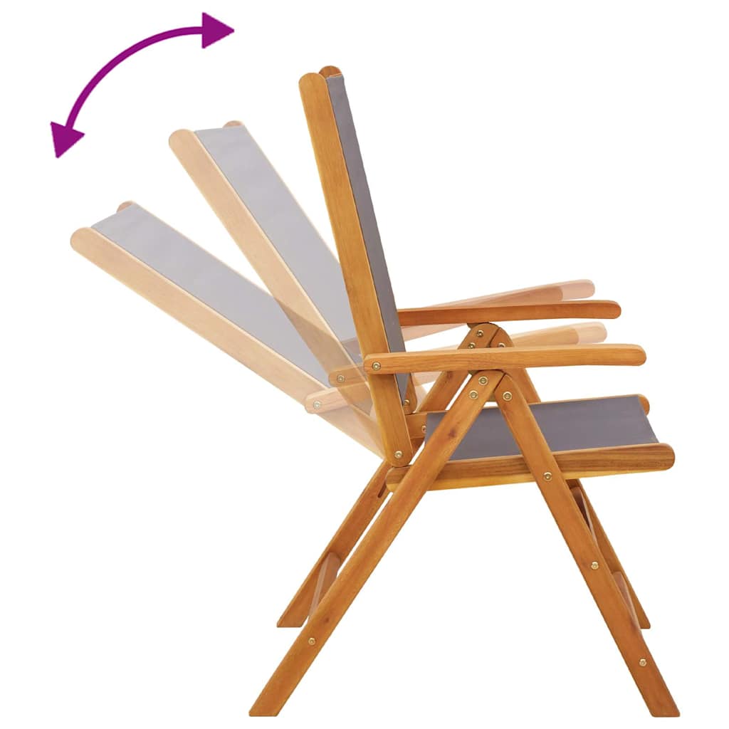 Reclining Folding Chairs 8 pcs Anthracite Fabric and Solid Wood