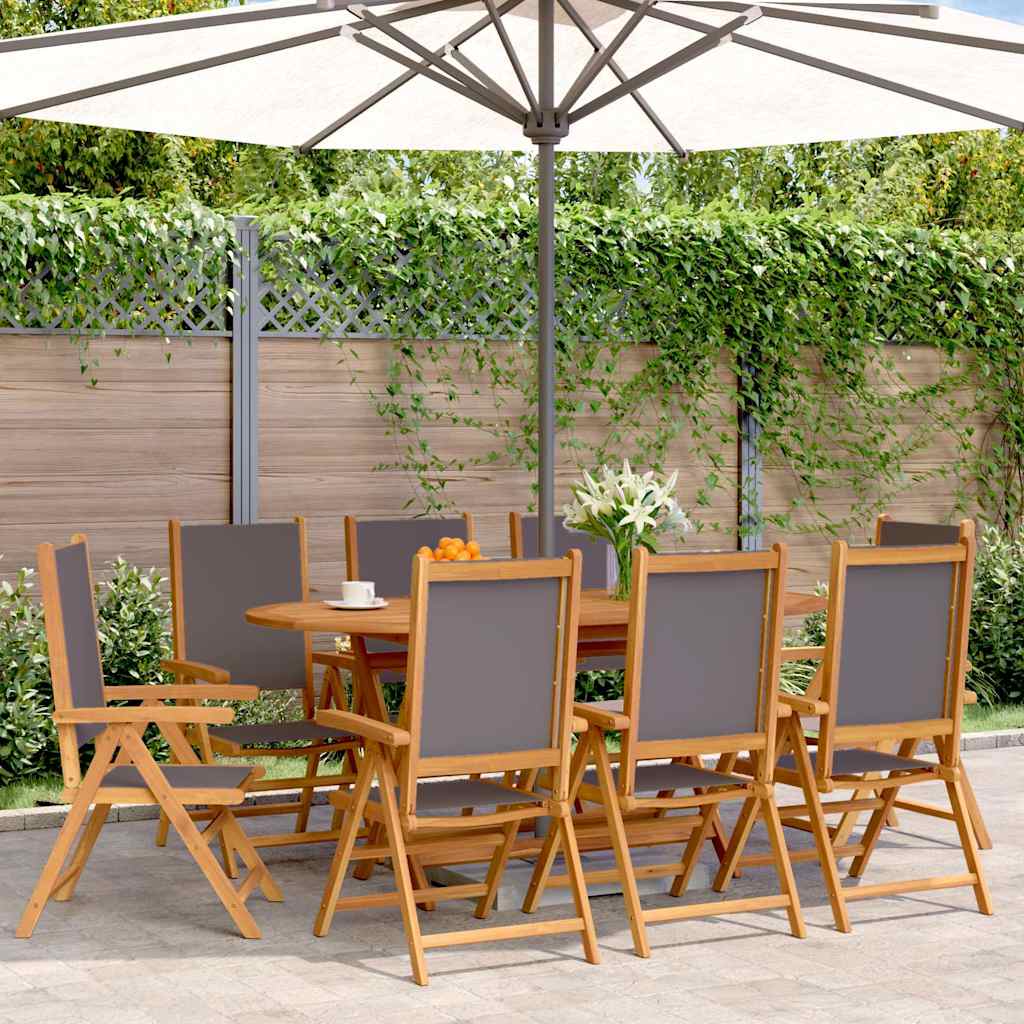 Reclining Folding Chairs 8 pcs Anthracite Fabric and Solid Wood