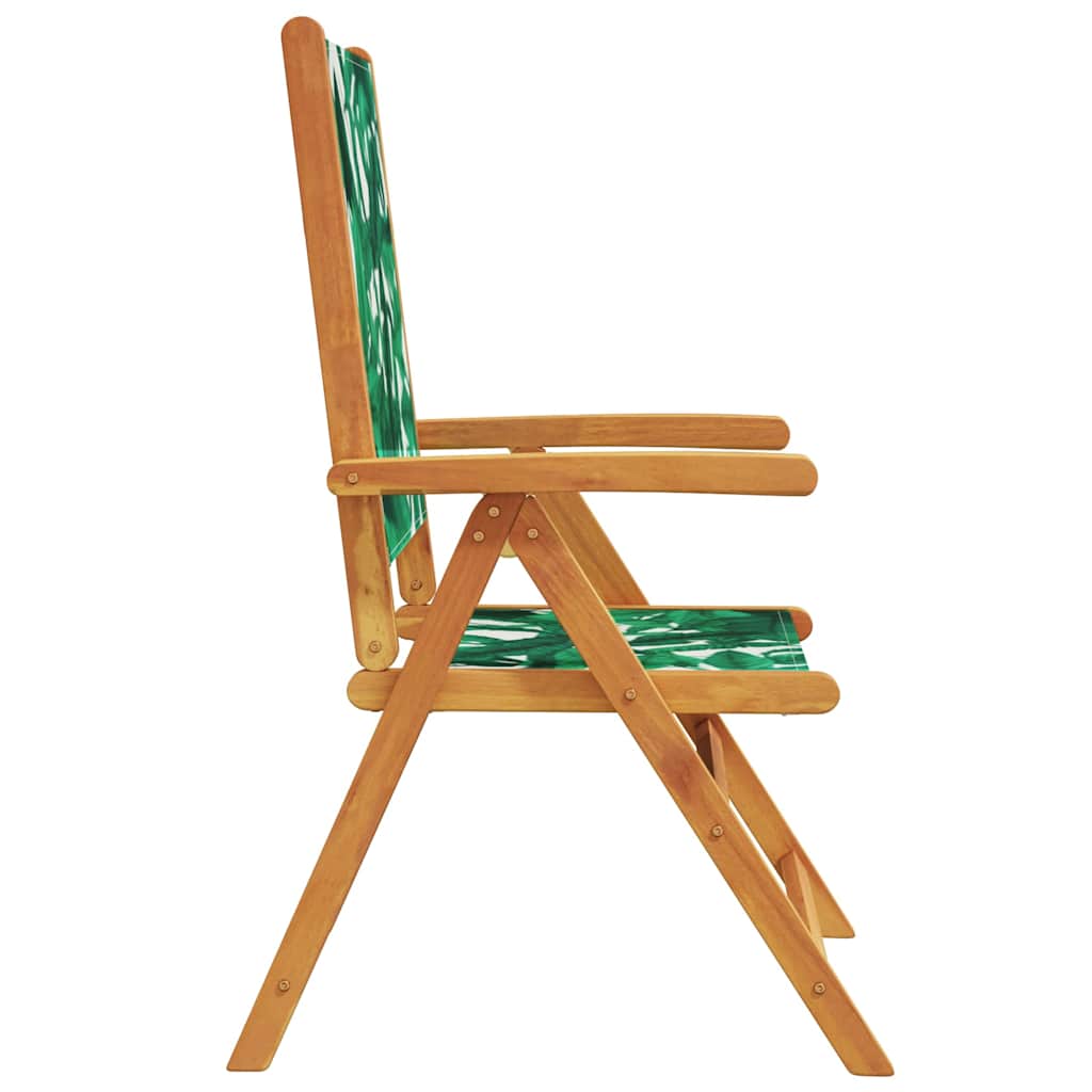 Reclining Folding Chairs 4 pcs Green Fabric and Solid Wood
