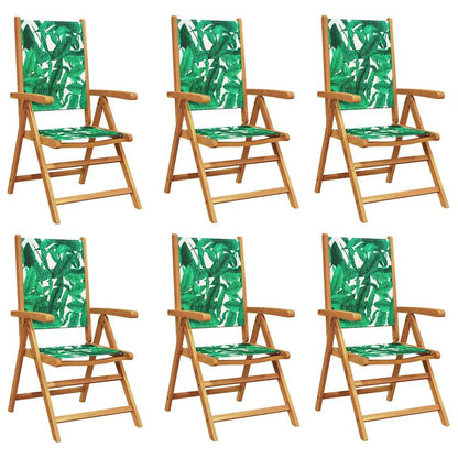Reclining Folding Chairs 6 pcs Green Fabric and Solid Wood