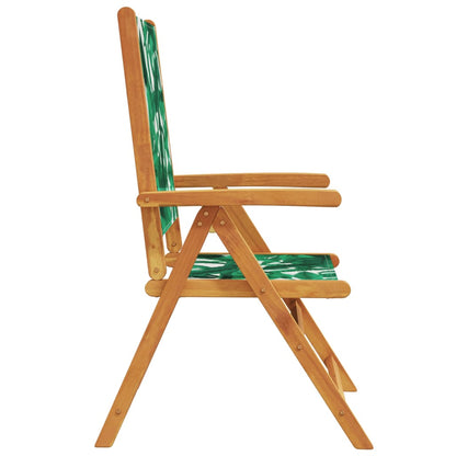 Reclining Garden Chairs 8 pcs Green Fabric and Solid Wood
