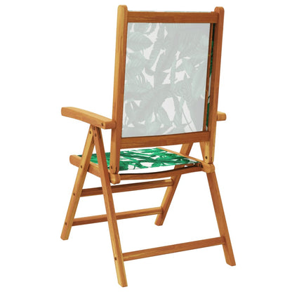 Reclining Garden Chairs 8 pcs Green Fabric and Solid Wood