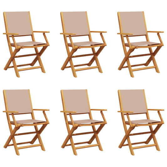 Folding Garden Chairs 6 pcs Taupe Fabric and Solid Wood