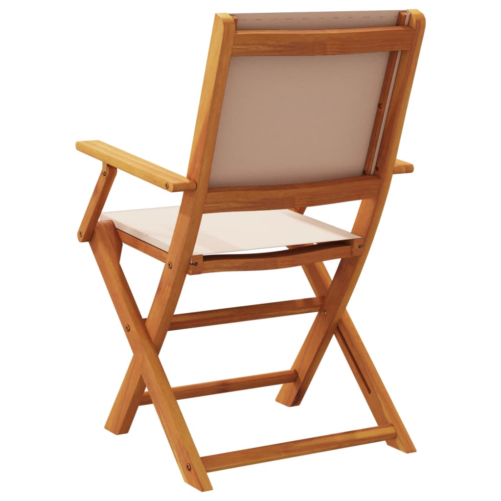 Folding Garden Chairs 8 pcs Taupe Fabric and Solid Wood