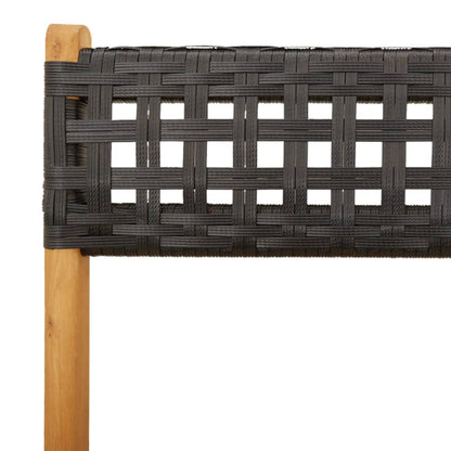 Garden Chair | Set of 4 | Black | PE rattan, Solid acacia wood | Medium