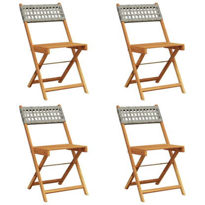 Garden Chair | Set of 4 | Grey | PE rattan and solid acacia wood