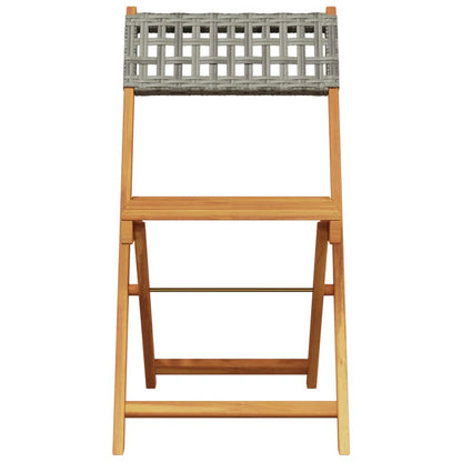Garden Chair | Set of 4 | Grey | PE rattan and solid acacia wood