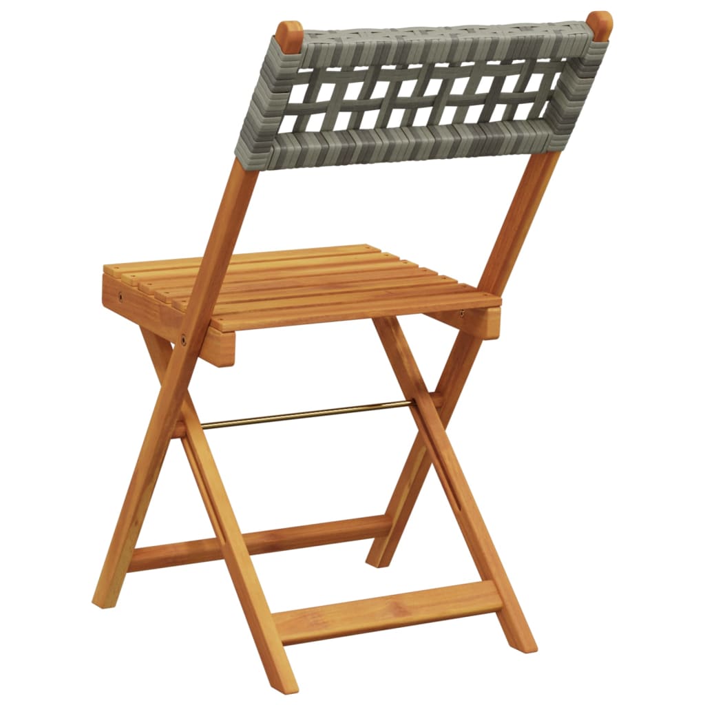 Garden Chair | Set of 4 | Grey | PE rattan and solid acacia wood