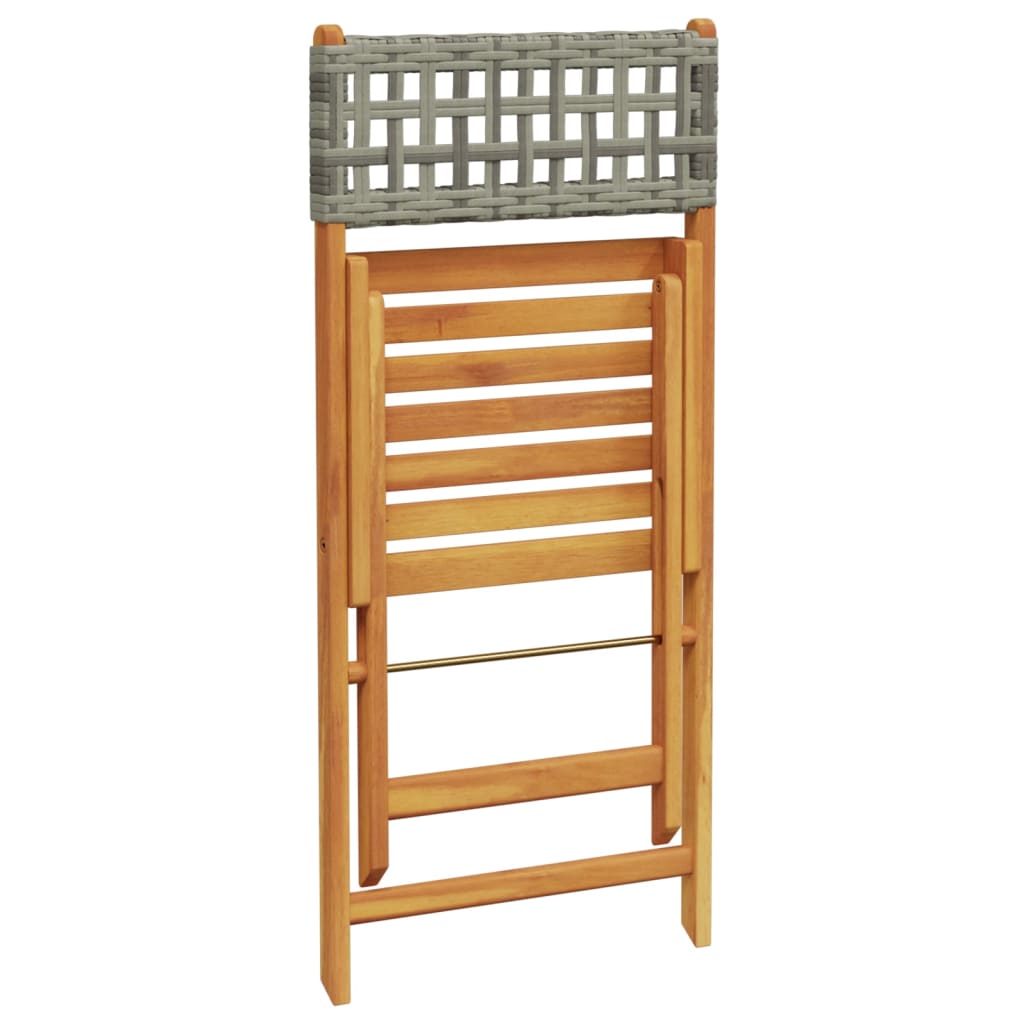 Garden Chair | Set of 4 | Grey | PE rattan and solid acacia wood