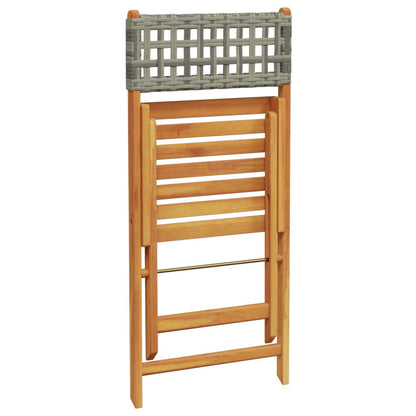Garden Chair | Set of 4 | Grey | PE rattan and solid acacia wood