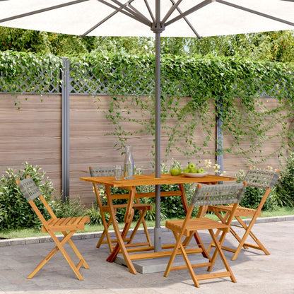 Garden Chair | Set of 4 | Grey | PE rattan and solid acacia wood