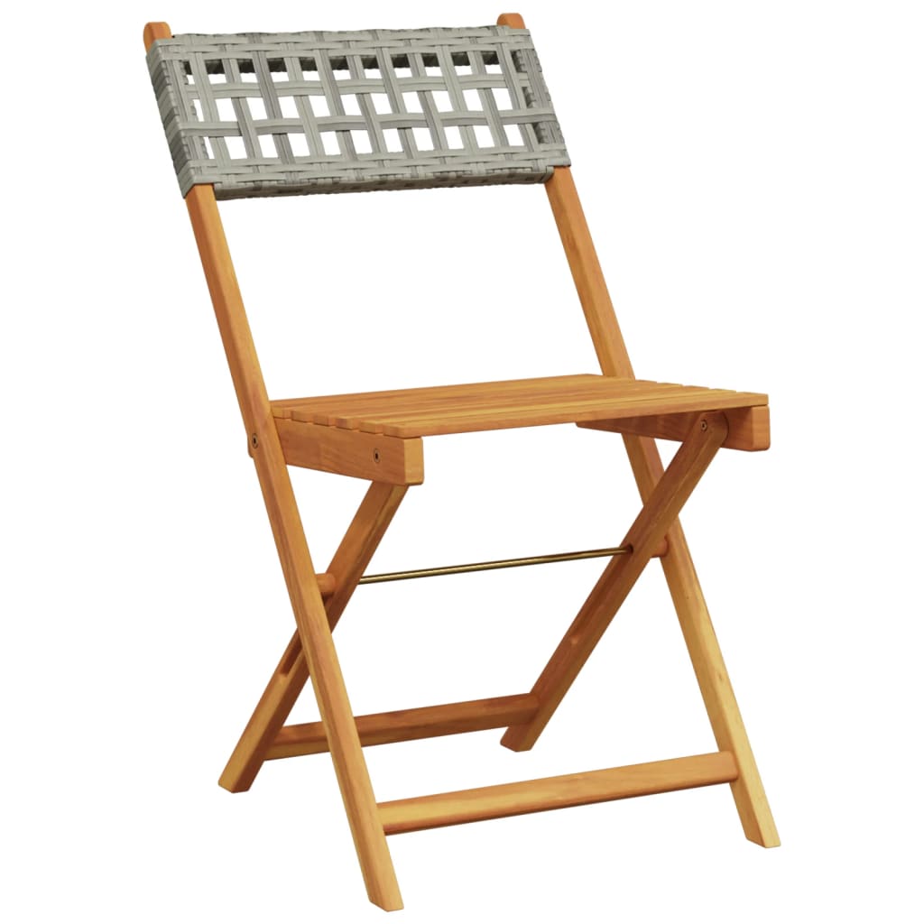 Garden Chair | Set of 6 | Grey | Solid acacia wood, PE rattan | Regular