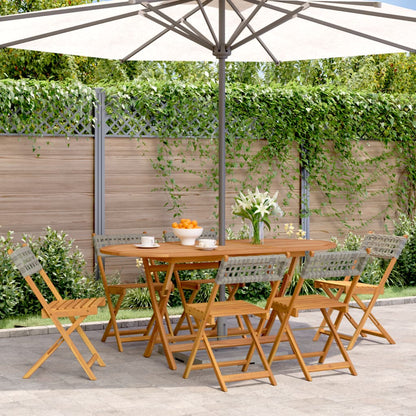 Garden Chair | Set of 6 | Grey | Solid acacia wood, PE rattan | Regular