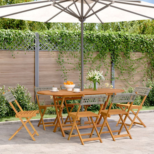 Garden Chair | Set of 6 | Grey | Solid acacia wood, PE rattan | Regular