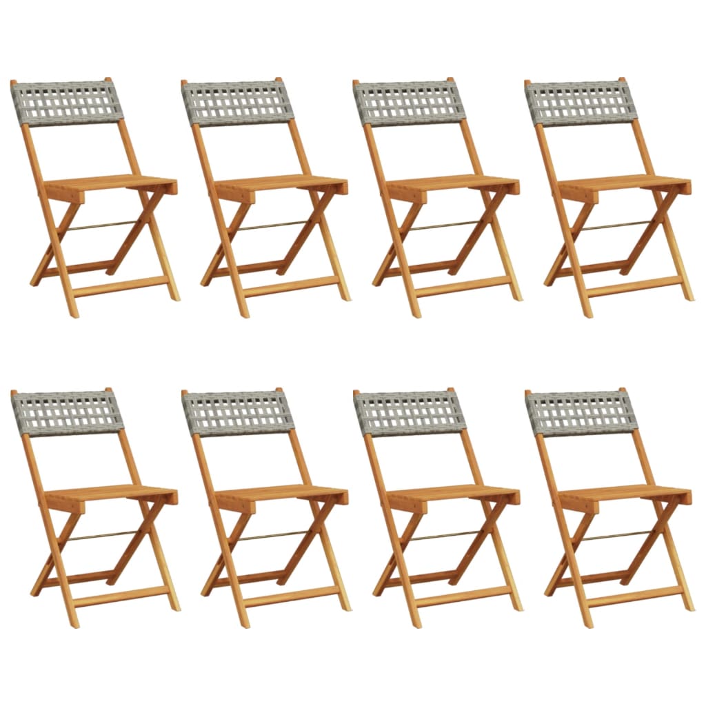Garden Chair | Set of 8 | Grey | Solid Acacia wood | Standard