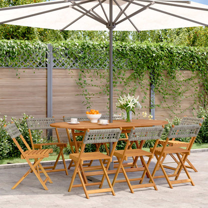 Garden Chair | Set of 8 | Grey | Solid Acacia wood | Standard