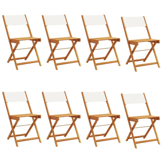 Garden Chair | Set of 8 | Cream White | Solid Acacia Wood | Standard