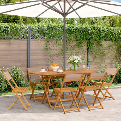 Folding Garden Chairs 6 pcs Taupe Fabric and Solid Wood