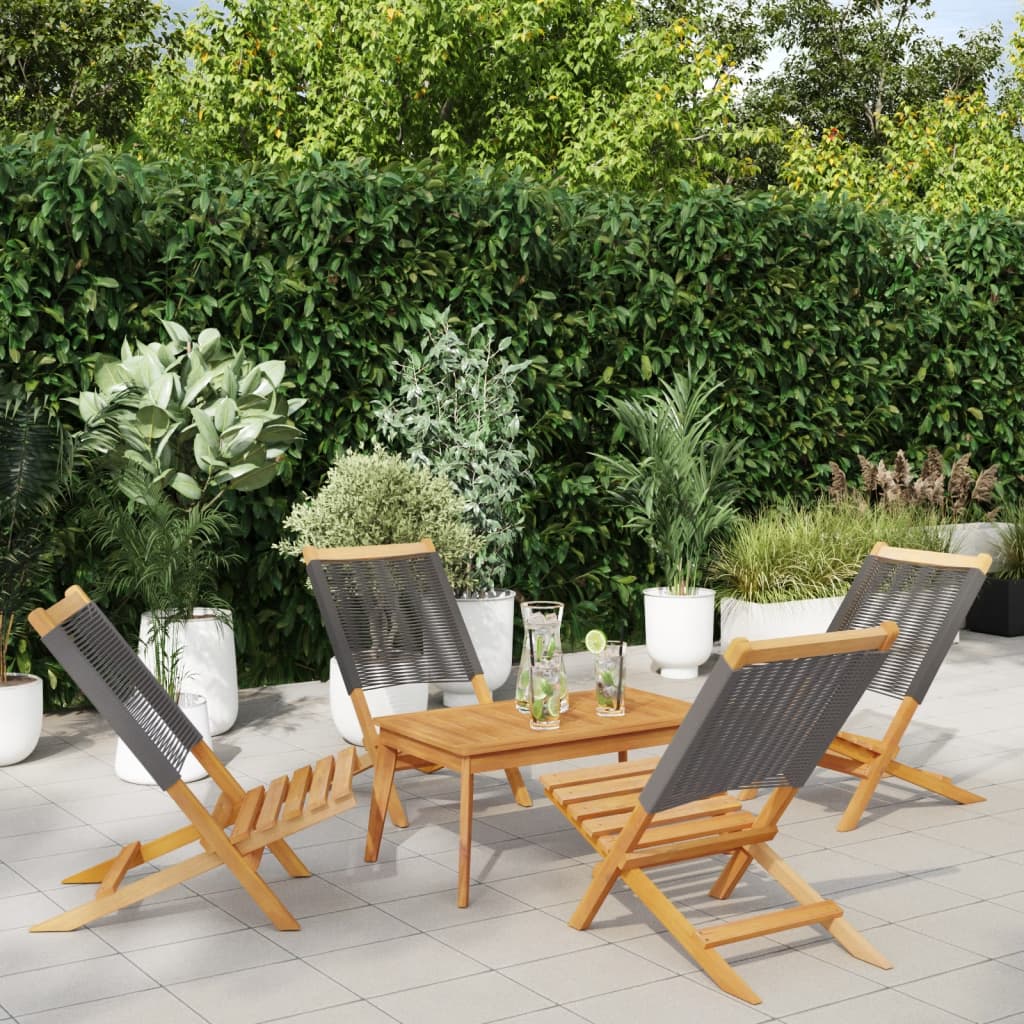 Folding Garden Chairs 4 pcs Grey Solid Wood Acacia