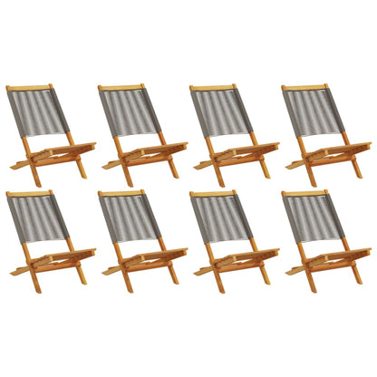 Folding Garden Chairs 8 pcs Grey Solid Wood Acacia