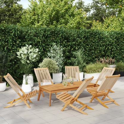 Folding Garden Chairs 6 pcs Beige Solid Wood Acacia