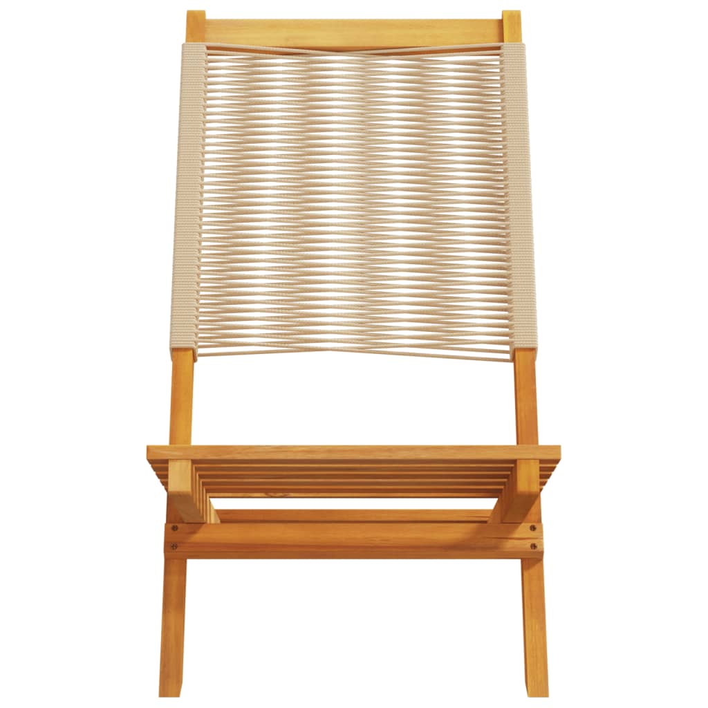 Folding Garden Chairs 8 pcs Beige Solid Wood Acacia