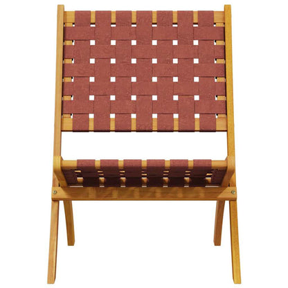 Folding Chairs 2 pcs with Table Red Solid Wood