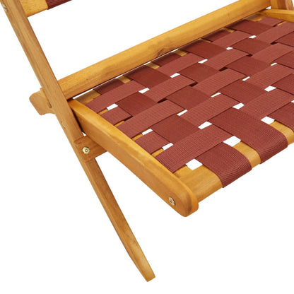 Folding Chairs 2 pcs with Table Red Solid Wood