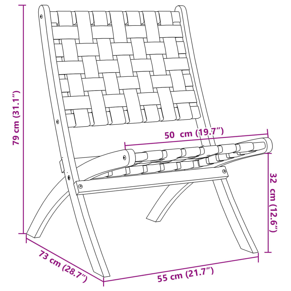 Folding Chairs 2 pcs with Table Red Solid Wood