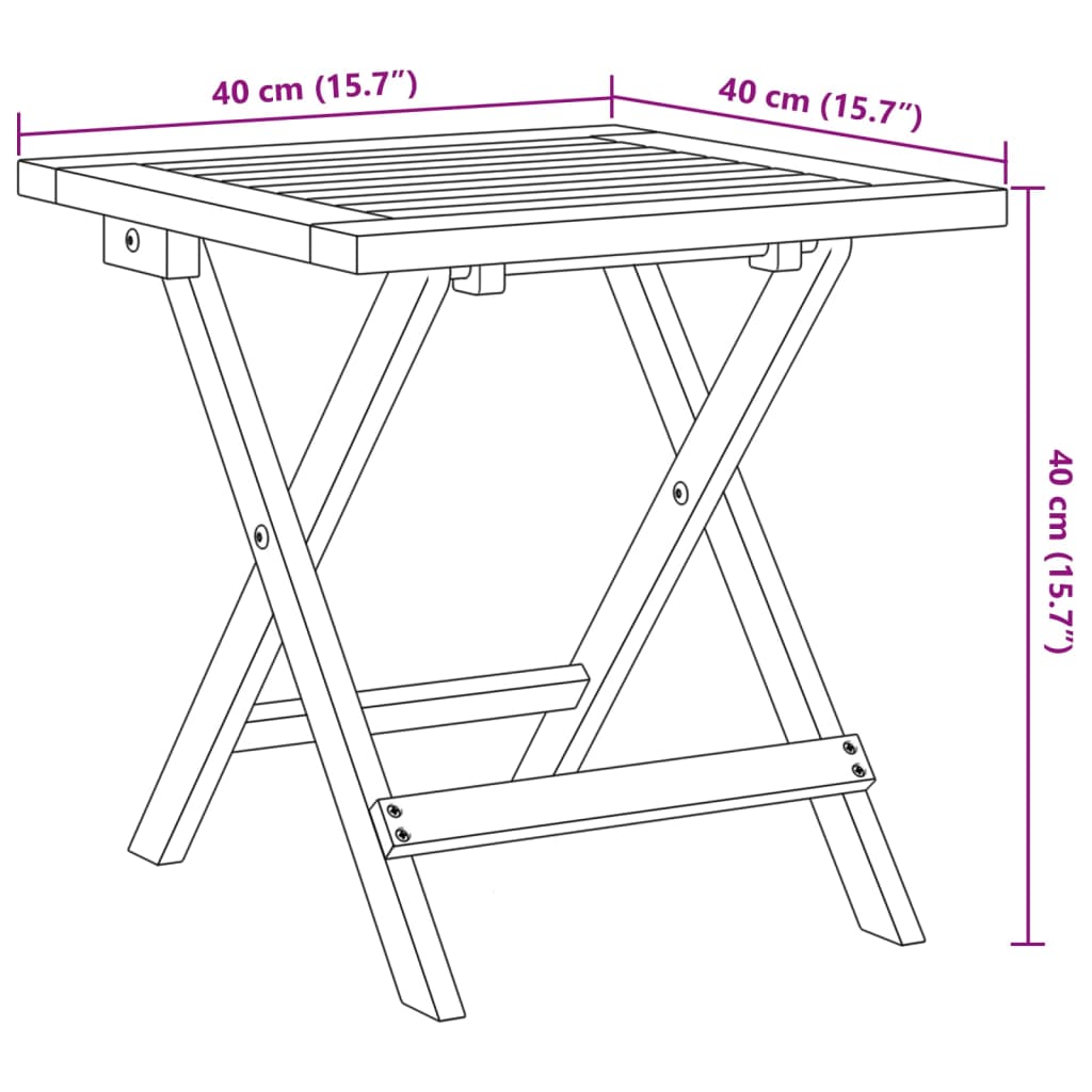 Folding Chairs 2 pcs with Table Red Solid Wood