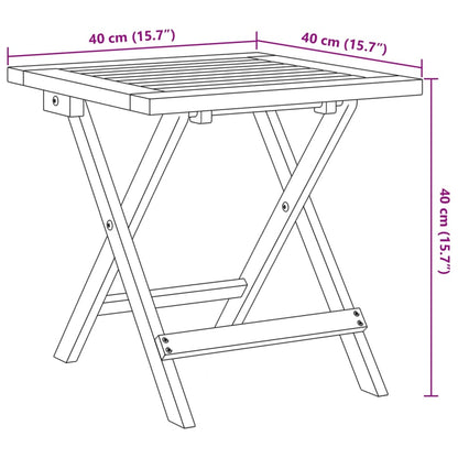 Folding Chairs 2 pcs with Table Red Solid Wood