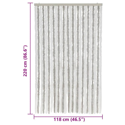 Fly Curtain Light Grey and White 118x220 cm Chenille