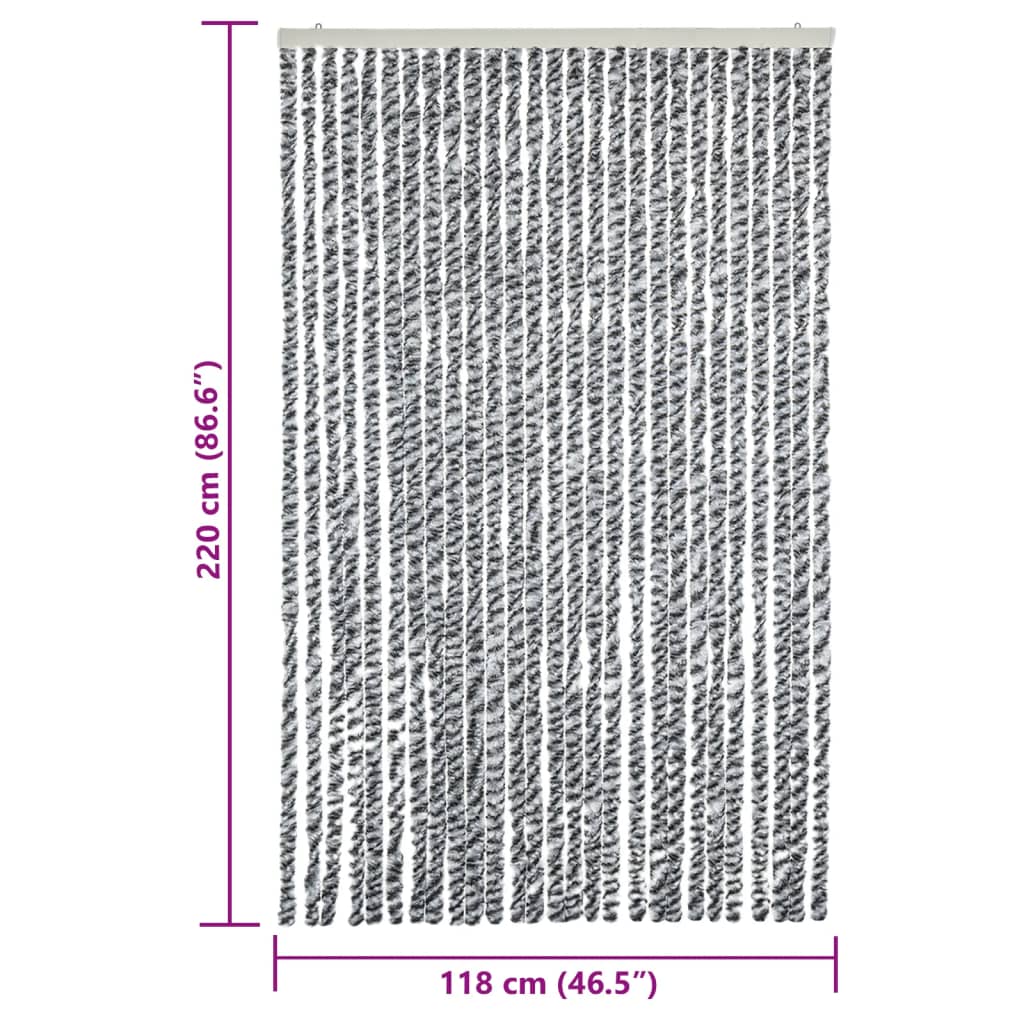 Fly Curtain Grey and Black and White 118x220 cm Chenille