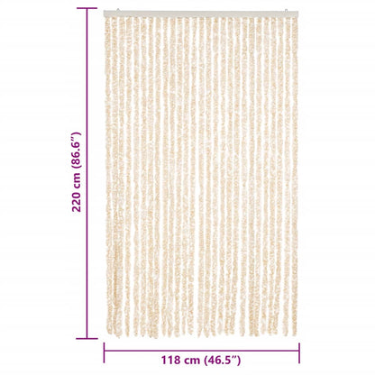 Fly Curtain Beige and White 118x220 cm Chenille