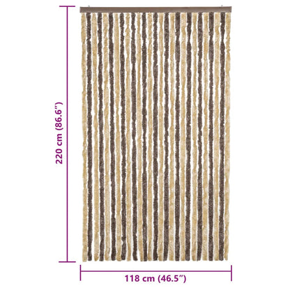 Fly Curtain Dark Brown and Beige 118x220 cm Chenille
