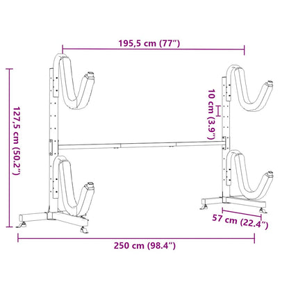 Kayak Storage Rack for 2 Kayak 250x57x127,5 cm Steel