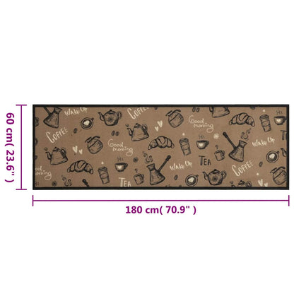 Kitchen Rug Washable Morning Brown 60x180 cm Velvet